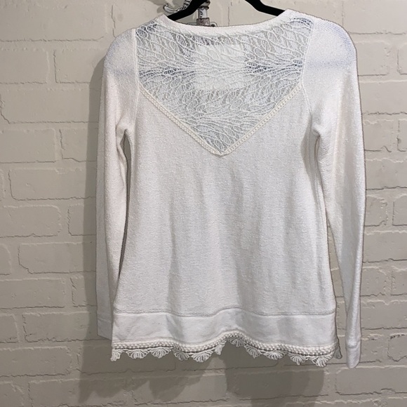 Angel of the north shirt Anthropologie ivory lace soft terry cloth - Picture 3 of 5
